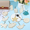 44Pcs 11 Style Wood Pendant Decorations HJEW-PH02316-4