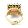 Natural Sunstone & Lapis Lazuli Rectangle Adjustable Ring RJEW-B030-01A-06-4