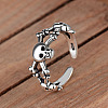 Thailand Sterling Silver Skull Spider Open Cuff Finger Ring SKUL-PW0002-042S-2