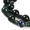 Natural Indian Agate 3-Hole Guru Beads Strands G-H064-E02-03-4