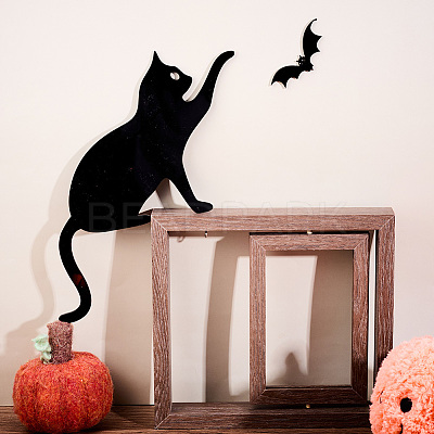 Cat & Bat Acrylic Door Topper AJEW-WH0596-009-1