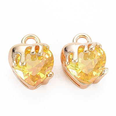 Brass Micro Pave Cubic Zirconia Charms KK-N232-302B-01-1