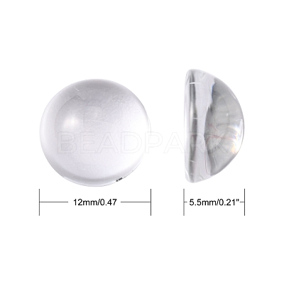 Transparent Half Round Glass Cabochons GGLA-R027-12mm-1
