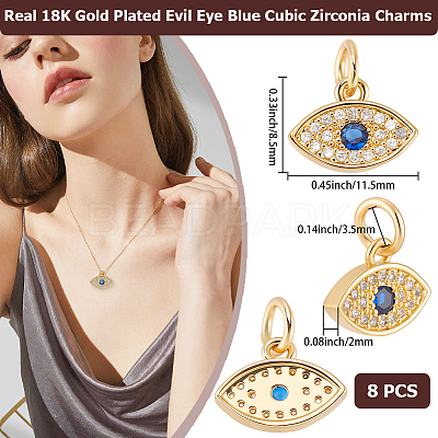 8Pcs Brass Micro Pave Cubic Zirconia Charms ZIRC-BBC0023-63-1