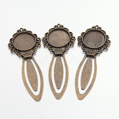 Tibetan Style Bookmark Cabochon Settings X-TIBE-S157-AB-NR-1