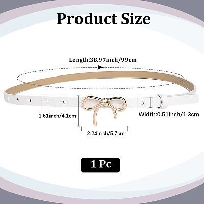 Alloy Bowknot PU Leather Chain Belts for Women AJEW-WH20019-67G-02-1