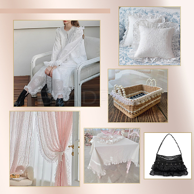 Polyester Pleated Elastic Lace Trim DIY-WH0656-82A-1