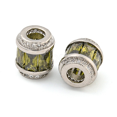 Rack Plating Brass Micro Pave Cubic Zirconia European Beads KK-F089-31P-05-1