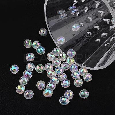 Faceted Eco-Friendly Transparent Acrylic Round Beads TACR-K001-8mm-22-1