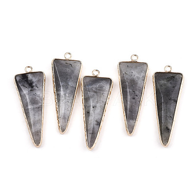 Natural Black Moonstone Pointed Pendants G-N326-56A-1