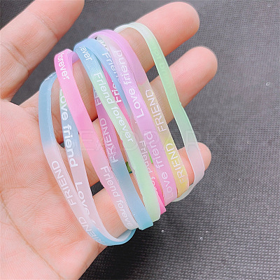 10Pcs 10 Colors Luminous Elastic Silicone Wristbands FS-WG75BF8-01-1