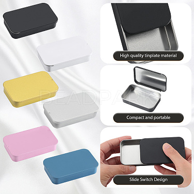 6Pcs Slide Top Tinplate Trinket Storage Boxes CON-SP0001-23B-1