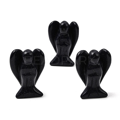 Synthetic Blue Goldstone Angel Figurine DJEW-N006-01A-38-1