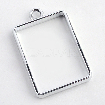 Rack Plating Alloy Rectangle Open Back Bezel Pendants X-PALLOY-S047-28D-FF-1