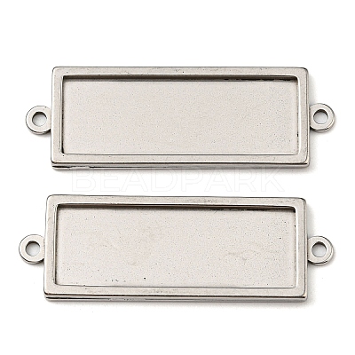 Non-Tarnish 201 Stainless Steel Cabochon Connector Settings STAS-F296-07P-1