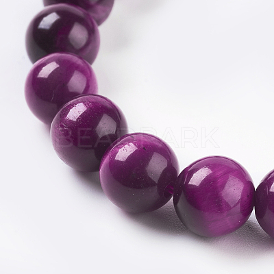 Natural Magenta Tiger Eye Beads Strands X-G-C076-8mm-1C-1