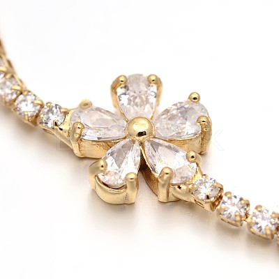 Golden Plated Brass Cubic Zirconia Cup Chain Bracelets BJEW-H0001-02G-1