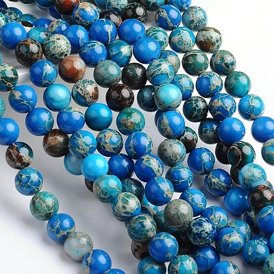 Dyed Natural Imperial Jasper Round Bead Strands G-M274-05-4mm-1