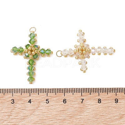 Glass Seed Beaded Pendants PALLOY-MZ01287-1