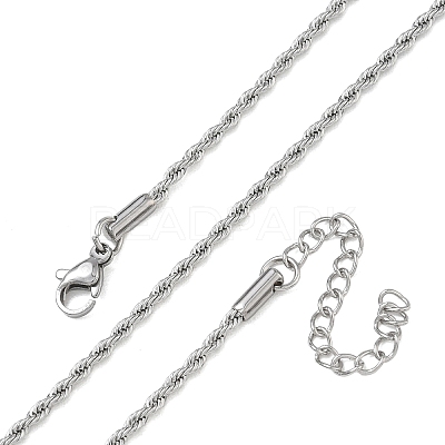10Pcs 2MM 304 Stainless Steel Rope Chain Necklaces NJEW-G203-08P-1