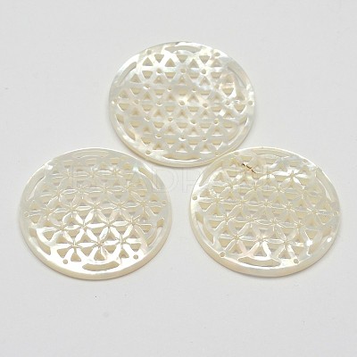 Natural Mother of Pearl Shell Pendants SSHEL-L002-18-1