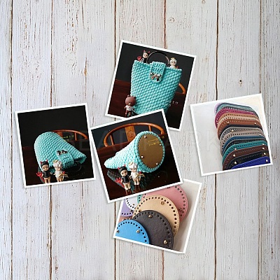 PU Leather Oval Long Bottom for Knitting Bag FIND-WH0032-01A-1