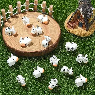 40Pcs Opaque Resin Animal Pendants RESI-SZ0003-29-1