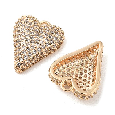 Brass Micro Pave Clear Cubic Zirconia Pendants KK-S388-01G-03-1
