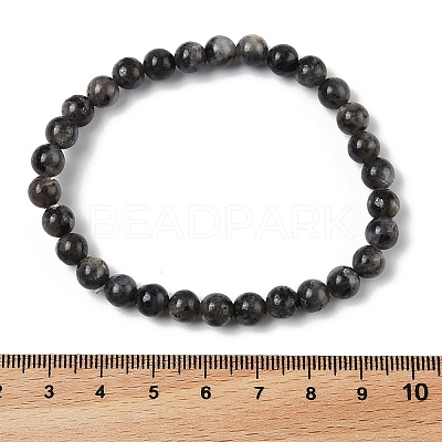 Natural Larvikite Bead Stretch Bracelets BJEW-K212-A-046-1