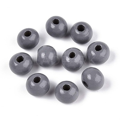 Spray Painted Round Natural Schima Wood Beads WOOD-A018-8mm-11-1