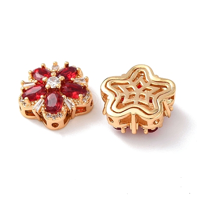 Brass Micro Pave Cubic Zirconia Beads KK-A284-19G-01-1