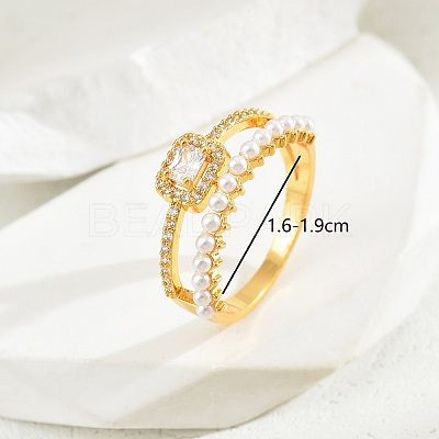 Elegant Copper Plated Gold Pearl Ladies Party Vacation Ring VD5623-2-1