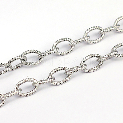 Tarnish Resistant 304 Stainless Steel Textured Cable Chains CHS-O005-67-1