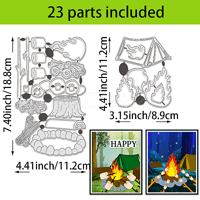 Camping Theme Carbon Steel Cutting Dies Stencils DIY-WH0309-3490-1
