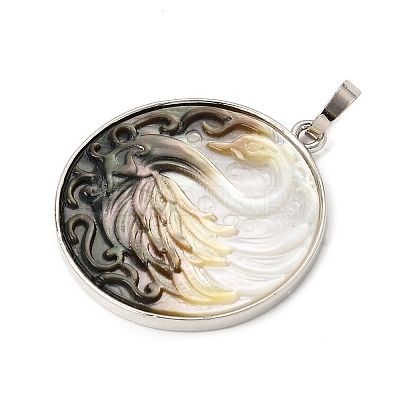 Rack Plating Carved Natural Black Lip Shell Pendants SH-CBA69D1-05P-1