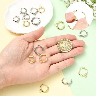 16Pcs 201 Stainless Steel Huggie Hoop Earring Findings STAS-FS0002-27B-1