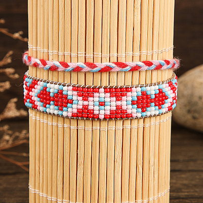 Bohemian Style Geometric Glass Seed Bead Handmade Bracelet Sets for Women FL7328-2-1