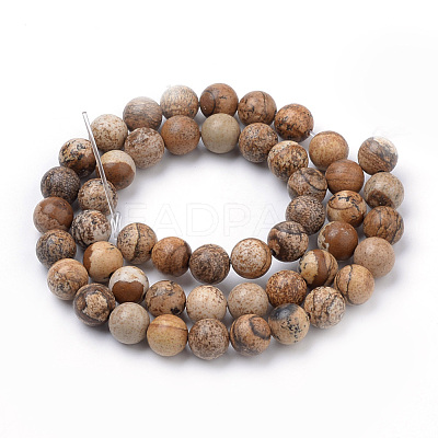Natural Picture Jasper Beads Strands G-S259-27-8mm-1