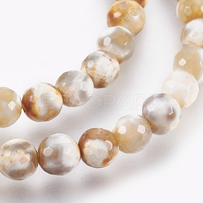 Faceted Round Natural Fire Crackle Agate Beads Strands G-E302-073-6mm-1