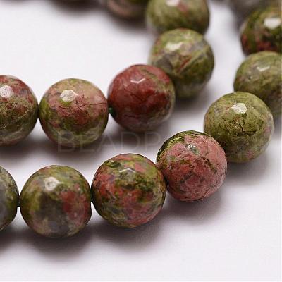 Natural Unakite Beads Strands G-D840-45-6mm-1