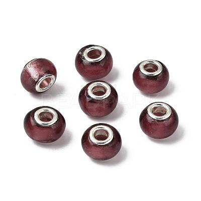 Handmade Silver Foil Glass European Beads X-LPDL-R008-02-1
