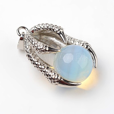 Eagle Claw Alloy Opalite Pendants X-G-L455-A22-1
