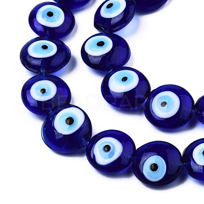 Handmade Evil Eye Lampwork Beads Strands LAMP-N029-009C-1