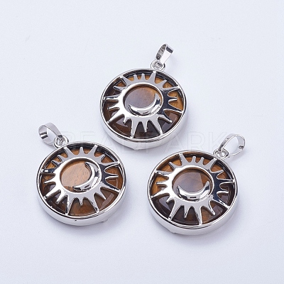 Natural Tiger Eye Pendants G-K234-B05-1