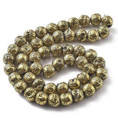 Electroplated Natural Lava Rock Beads Strands G-A251-E01-01A-1
