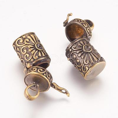 Brass Prayer Box Pendants KK-K176-17AB-1