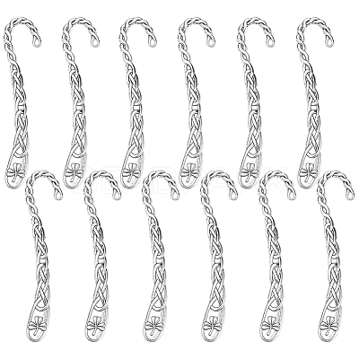 12Pcs Tibetan Style Alloy Bookmark Findings with Holes AJEW-SC0004-43-1