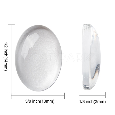 Transparent Oval Glass Cabochons X-GGLA-R022-14x10-1