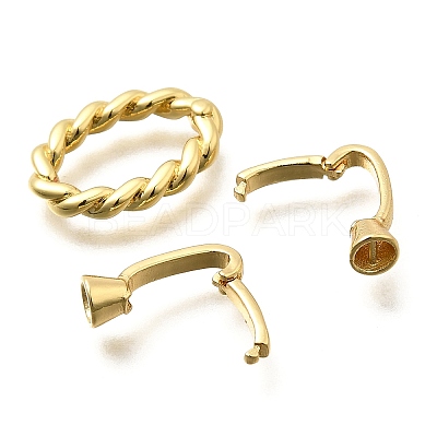Oval Rack Plating Brass Fold Over Clasps KK-S508-14G-1