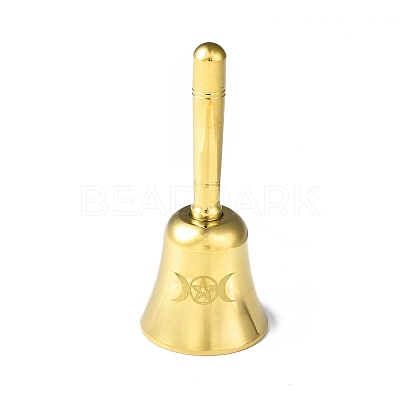 Triple Goddess Pentagram Brass Hand Bell AJEW-E052-01G-02-1